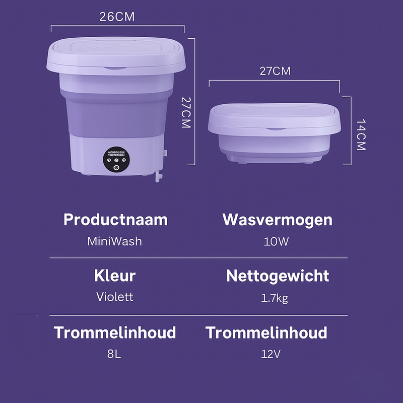 Opvouwbare mini-wasmachine