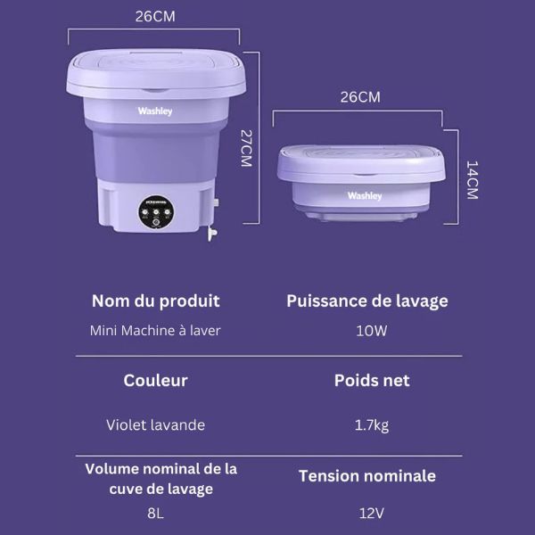 Hopfällbar mini-tvättmaskin