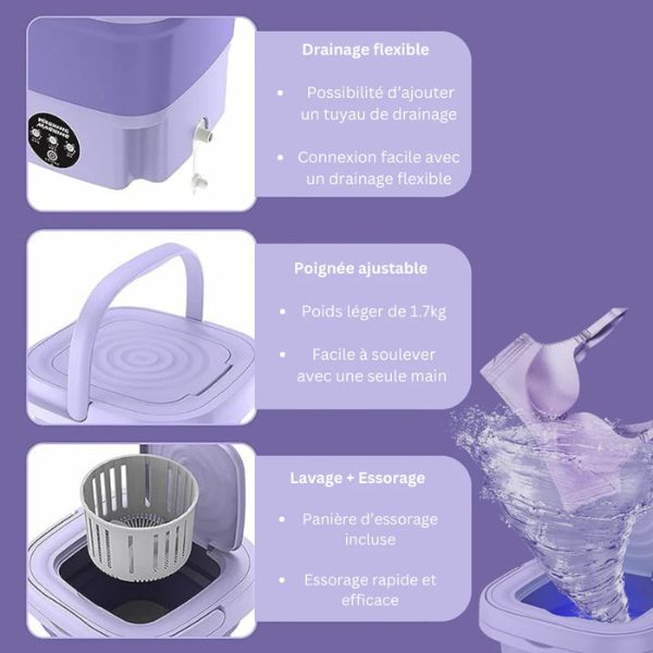 Hopfällbar mini-tvättmaskin